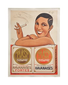 Josephine Baker | Original 1920s Belgian Cigarette Advertising Poster and Smoking Ephemera