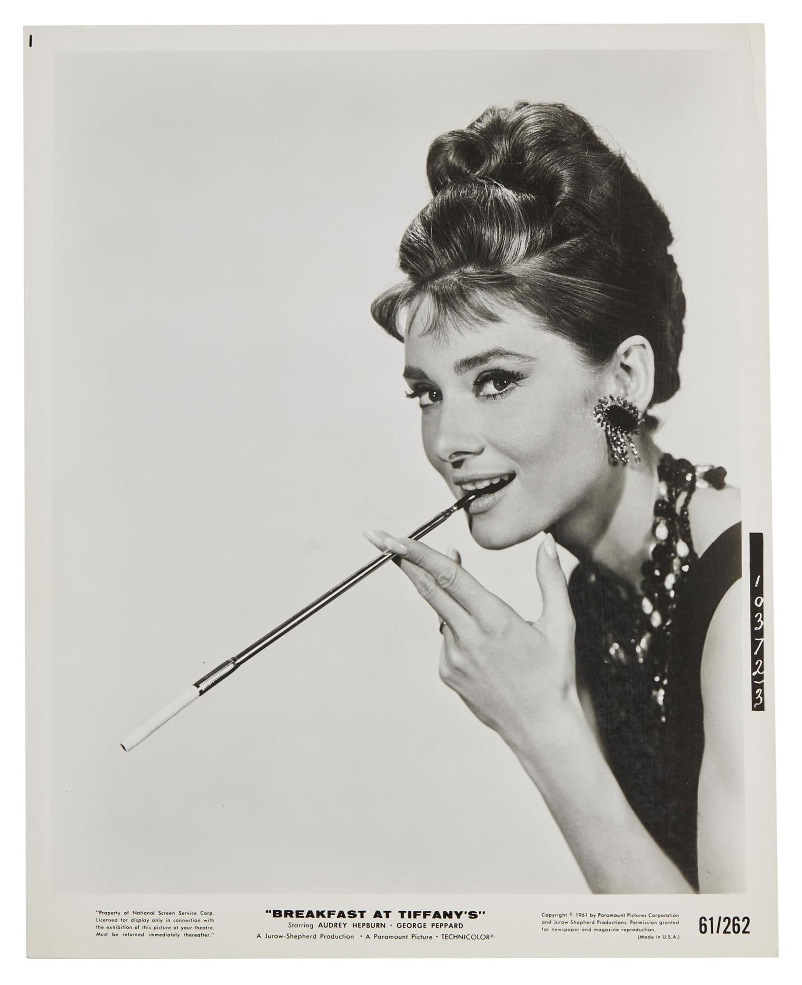 Audrey Hepburn | 1961 Black and White Publicity Photograph from "Breakfast at Tiffany's" (1 of 1)