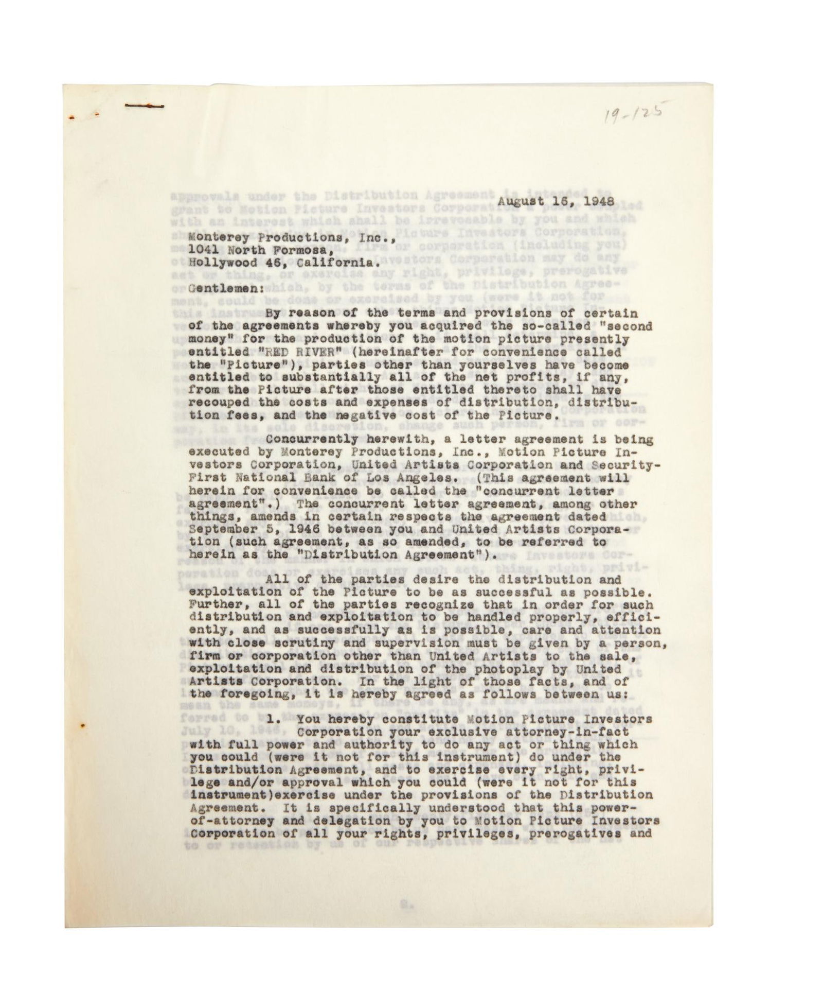 Howard Hawks | Signed Contract for "Red River" (II) (1 of 2)