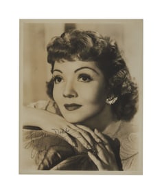 Claudette Colbert | Circa 1940s Signed Sepia Photograph