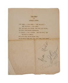 James Cagney | Signed Lyric Sheet for the Song "Over There"