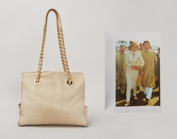 Princess Diana | 1996 Prada Milano Champagne-Colored Leather Tote