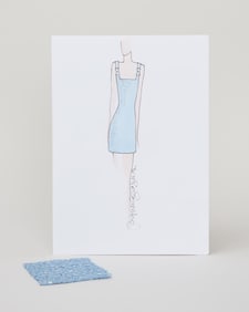 Princess Diana | 1997 Jacques Azagury 1997 Swan Lake Ice Blue Cocktail Dress Illustration