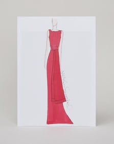 Princess Diana | 1997 Jacques Azagury Washington D.C. Red Evening Gown Illustration (With Book)