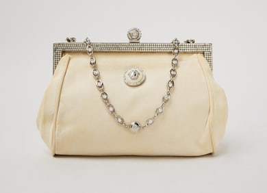 Princess Diana | Versace Off-White Silk Clutch