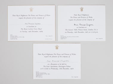 Princess Diana | Three Prince and Princess of Wales Invitations from 1985-1989