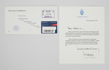King Charles III | 1997 Signed Thank You Letter to Helena Roach