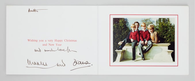 King Charles III and Princess Diana | 1990 Signed Holiday Card