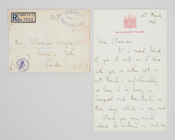 Queen Elizabeth II | 1949 Handwritten Letter to Sharman Douglas