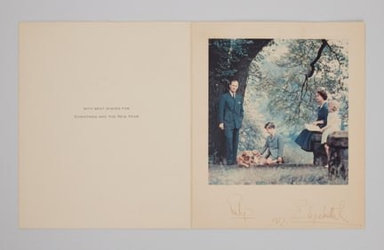 Queen Elizabeth II and Prince Philip | 1957 Signed Holiday Card