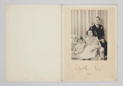 Queen Elizabeth II and Prince Philip | 1951 Signed Holiday Card