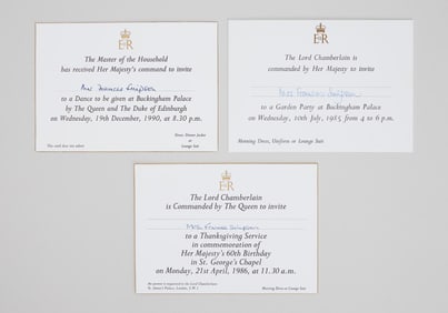 Queen Elizabeth II | Three Formal Invitations from 1985-90