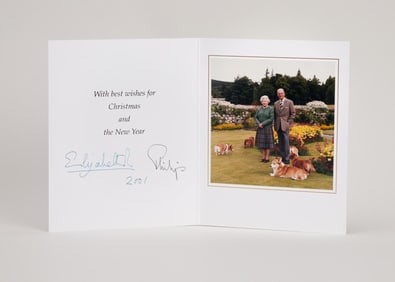 Queen Elizabeth II and Prince Philip | 2001 Signed Holiday Card