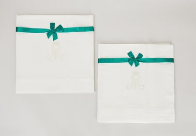 Princess Margaret | Two Irish Embroidered Damask Linen Sheets