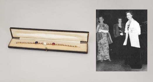 Princess Margaret | Antique Russian Diamond, Natural Pearl, Ruby, and Sapphire-Set Bracelet (With