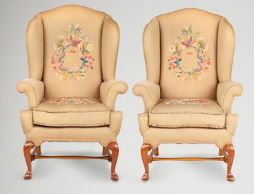 King George VI | 1939 Embroidered Wingback Chairs