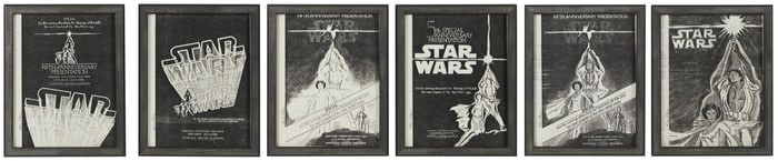 Star Wars: A New Hope | Framed Fifth Anniversary Poster Mock-Up with Original Sketches Group
