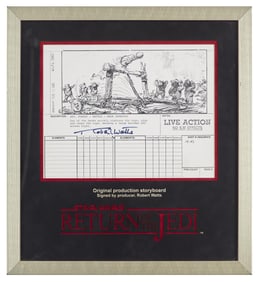 Star Wars: Return of the Jedi | Framed Ewok Storyboard Copy with Ewok Mask Fur and Eye Mold