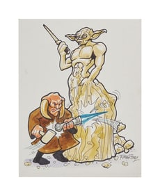 Star Wars | "Saesee Tiin Carves Yoda Statue" Original Randy Martinez Artwork