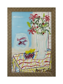 Larry King | 1990s Tony Curtis Signed Painting