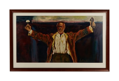 Larry King | 1980s Anthony Quinn Signed Lithograph Related to "Zorba the Greek"