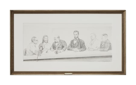 Larry King | 2004 Insane Signed Pencil Drawing Titled "The Ultimate Interview"
