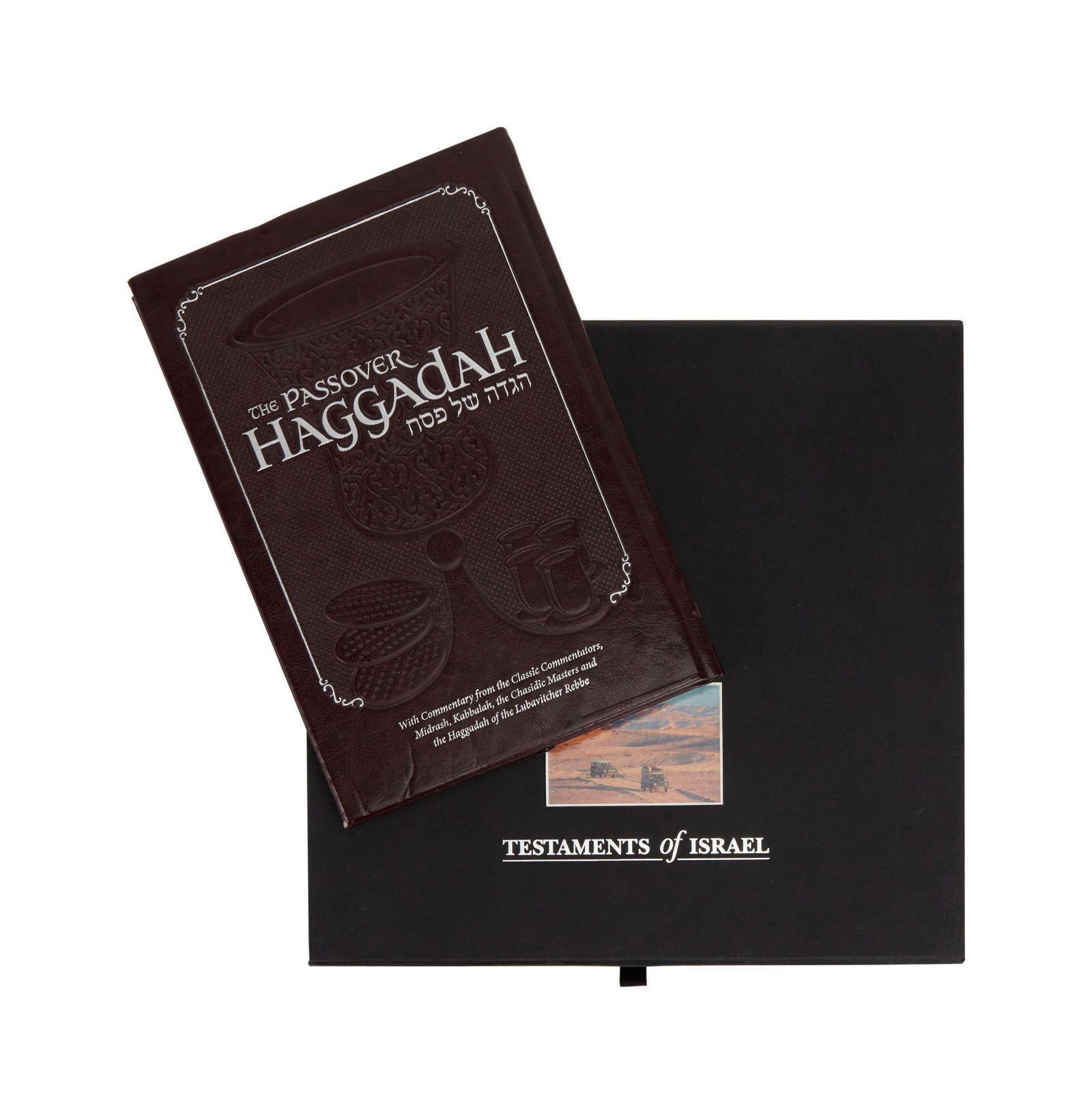 Larry King | 2000s Books About Judaism: A group of two; both hardcover; the first is a coffee table book titled "Testaments of Israel" by John Wagner, published in 2001, housed in a slipcase with a presentation sticker to King aff