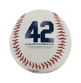 Larry King | 2013 Don Newcomb Signed Baseball Related to the Movie "42"