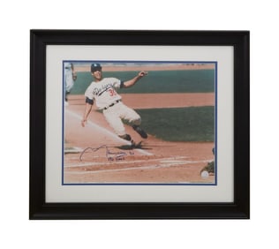 Larry King | 1950s/2000s Maury Wills Signed Color Photograph