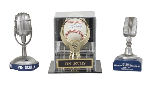 Larry King | 2000s Vin Scully Signed Baseball and Other Items
