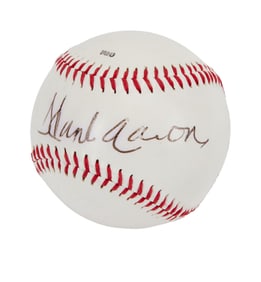 Larry King | 2000s Hank Aaron Signed Baseball