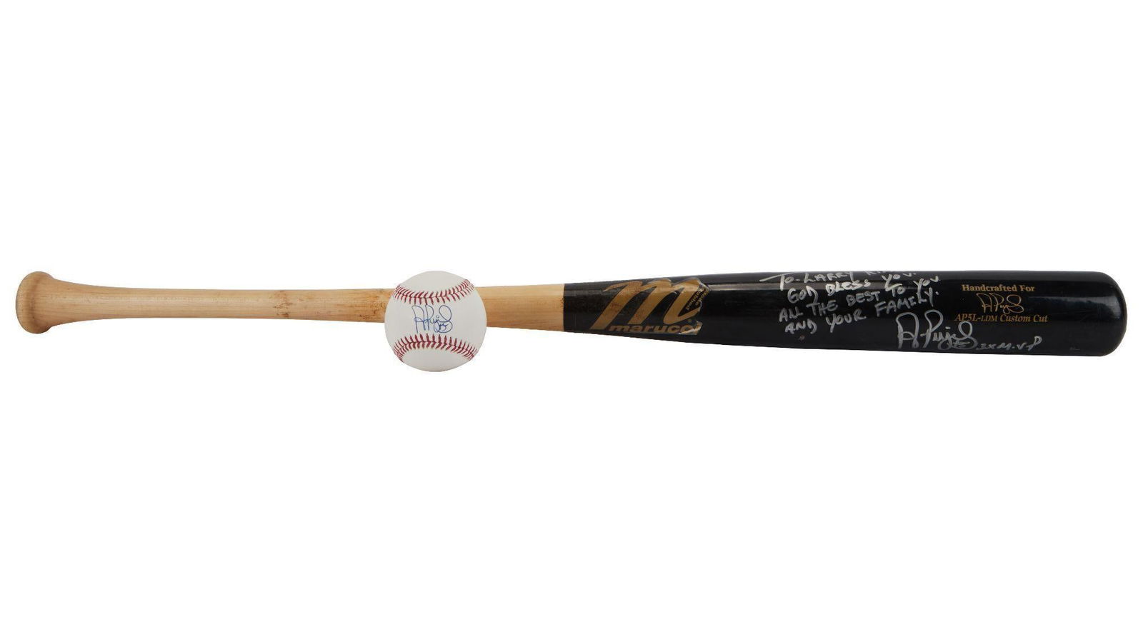 Larry King | 2000s Albert Pujols Signed Baseball and Bat (1 of 6)