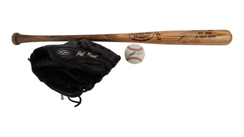 Larry King | 2000s Jeff Kent Signed Baseball, Bat and Mitt