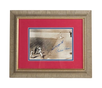 Larry King | 1955/1990s/2005 Phil Rizzuto and Pee Wee Reese Signed Black and White Photograph