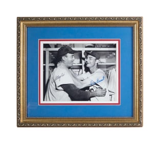 Larry King | 1980s Sal Maglie and Don Bessent Signed Black and White Photograph