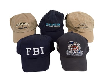 Larry King | 2000s Navy Blue and Tan Baseball Caps