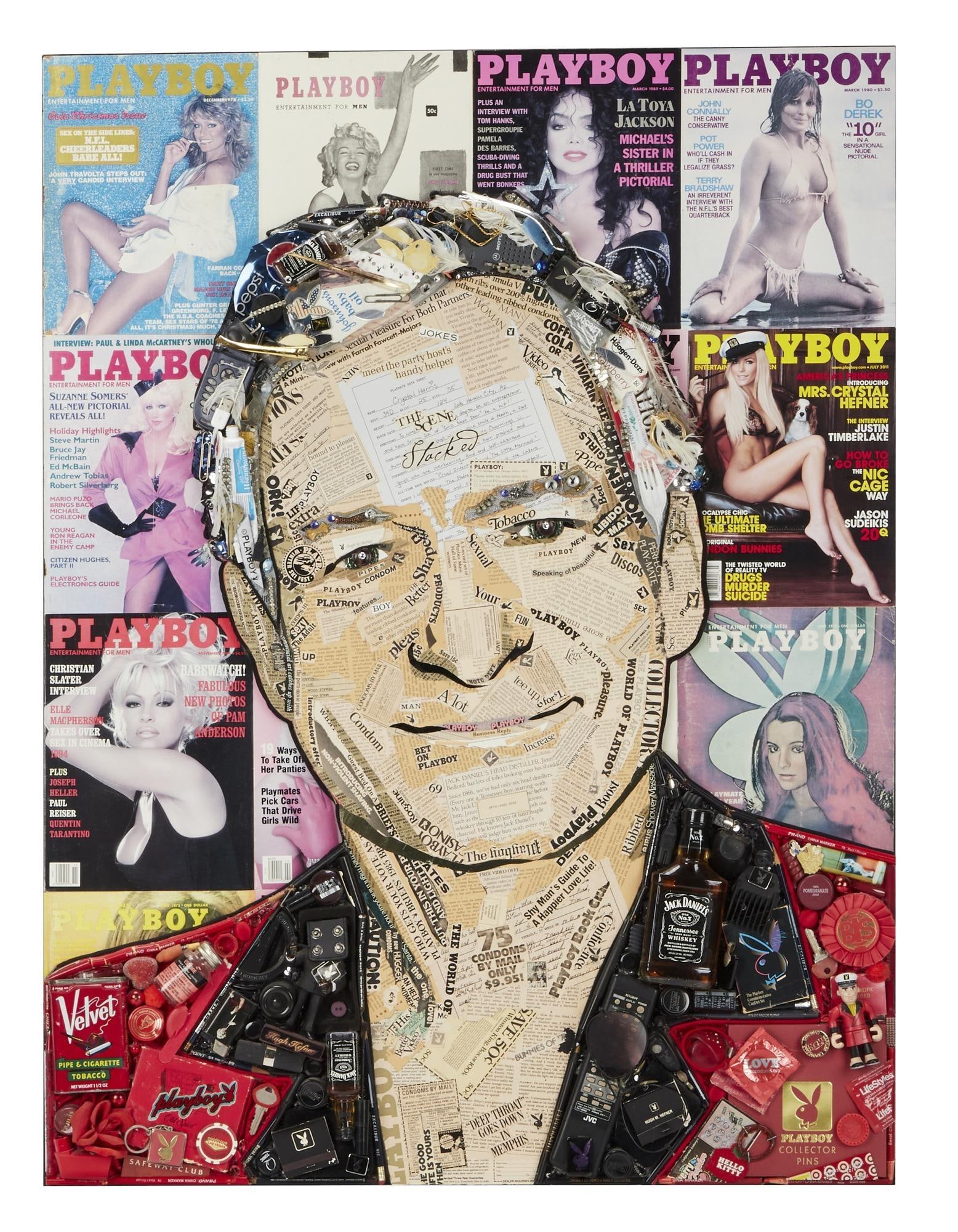 Hugh Hefner | Birthday Gifted Jason Mecier Portrait Collage (with Book)