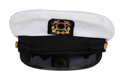 Hugh Hefner | White Captain's Hat (with Book)