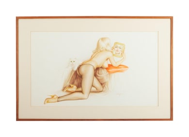 Playboy | Alberto Vargas Girl Pinup June 1964 Watercolor Drawing