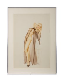 Playboy | Alberto Vargas Girl Pinup March 1968 Watercolor Drawing