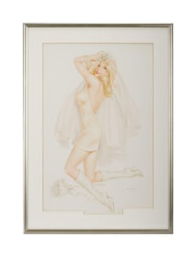 Playboy | Alberto Vargas Girl Pinup June 1969 Watercolor Drawing