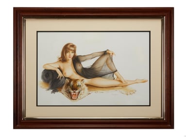 Playboy | Alberto Vargas Girl Pinup July 1969 Watercolor Drawing