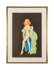 Playboy | Alberto Vargas Girl Pinup Feb 1971 Watercolor Drawing
