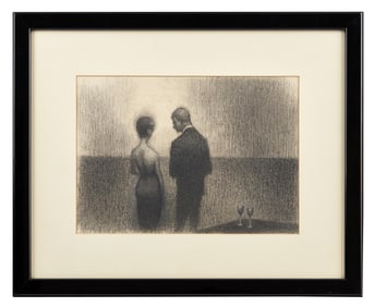 Playboy | Ed Paschke Charcoal Drawing of a Couple