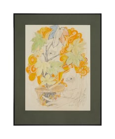 Playboy | James Spanfeller Face with Plants Drawing