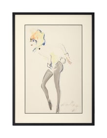 Playboy | LeRoy Neiman Bunny No. 1 (The New York Playboy Club) Watercolor Drawing