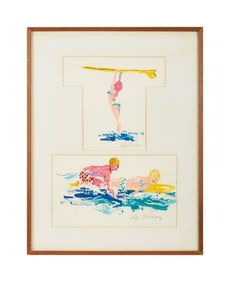 Playboy | LeRoy Neiman Beach Surfing Acrylic on Paper Drawings