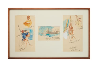 Playboy | LeRoy Neiman Three Yacht Race Drawings