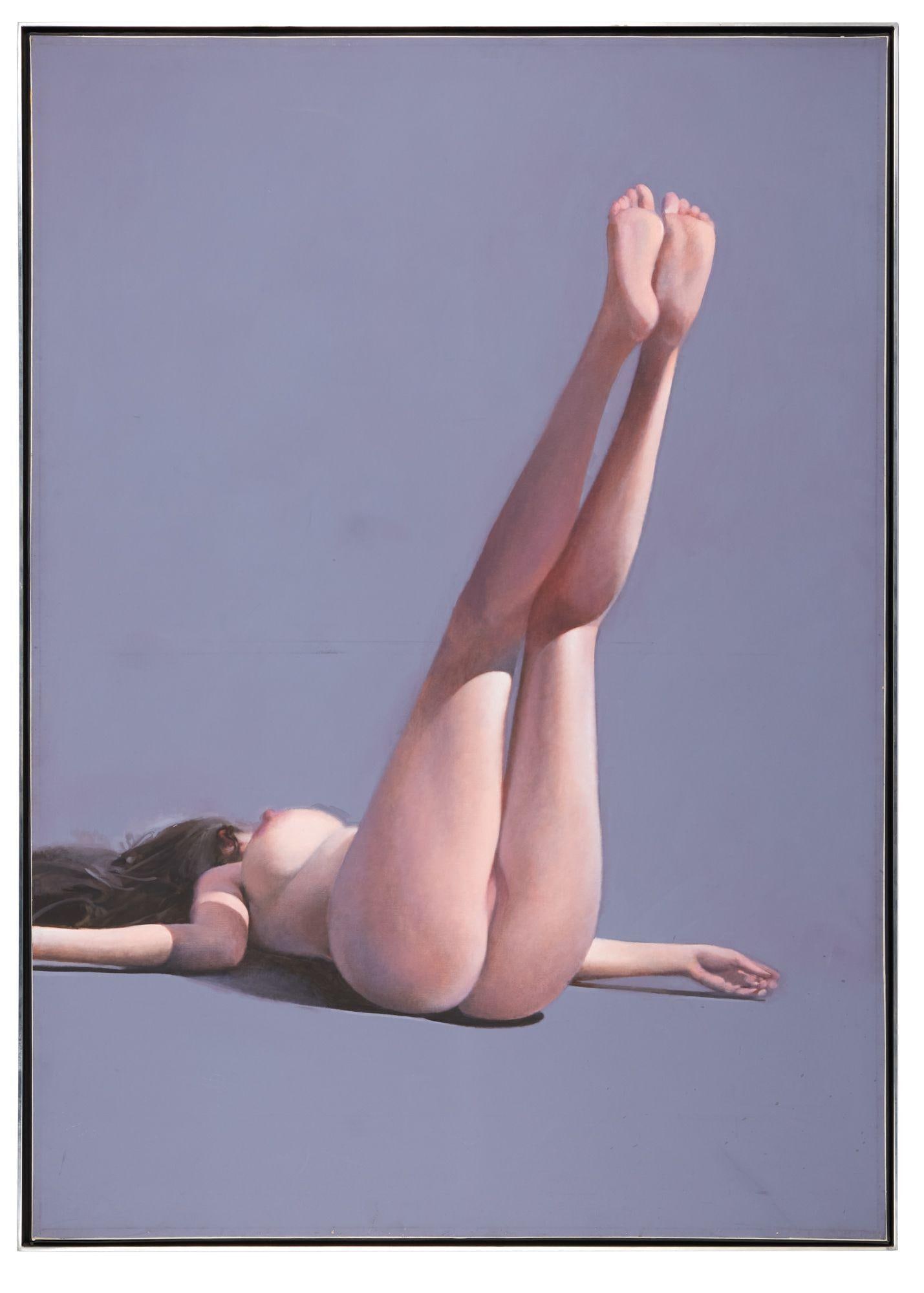 Playboy | Martin Hoffman Nude Legs Up Painting: Martin Hoffman (American, 1935-2013) oil on canvas, signed on the overlap. This artwork appeared on page 136 of the December 1972 issue of Playboy Magazine, illustrating the article "Woman Eterna