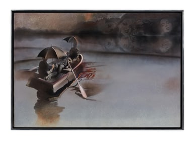 Playboy | Martin Hoffman Boat and Umbrellas Painting